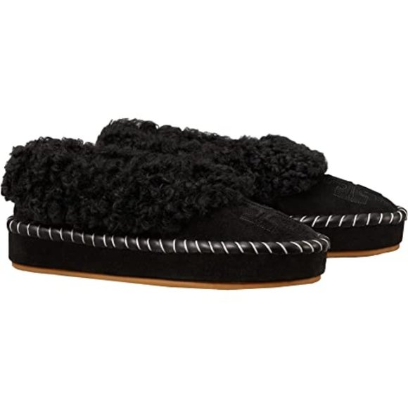Tory Burch $238 83822 Shearling Slipper Curly Shearling Perfect Black Sz… - Picture 1 of 4